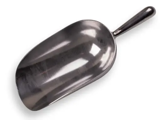 [29798] Meelschep aluminium 2500 gram, 16 x 29 cm, rond model, lengte 41 cm