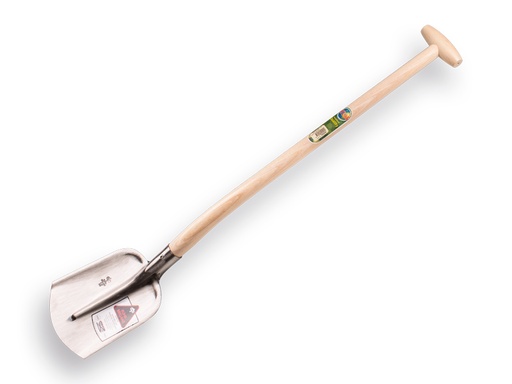 [700200] Flachrandschaufel RURH BRILLANT 1/4 000 poliert, mit ATLAS Schwanenhals-Schaufelstiel 90 cm stark gebogen