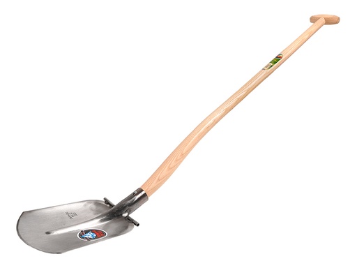 [735475] Digging shovel ATLAS DIAMANT 1/4 000 hardened, polished, ROUND TREADS, with gooseneck shovel handle 110 cm double bent