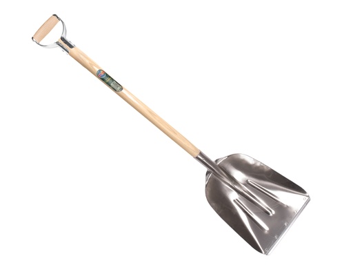 [790185] Grain shovel OFFNER JUMBO aluminium with wear strip, 36 x 48 cm, with ATLAS metal D-handle 95 cm