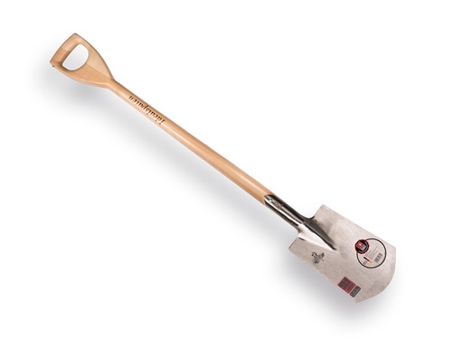 [810015] IDEAL-Doppefederspaten aus einem Stück, 1006 nr.2. Poliertes Blatt 17,5 x 28 mit Eschen Vollholz D-Stiel