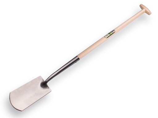 [810403] Gooseneck spade ATLAS DIAMANT polished, with ATLAS T-handle 80 cm and through-mount T-grip