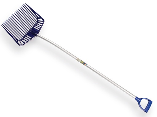[827030] Scoop rake ATLAS plastic, 18 tines, 33 cm, bent aluminium handle and D-grip
