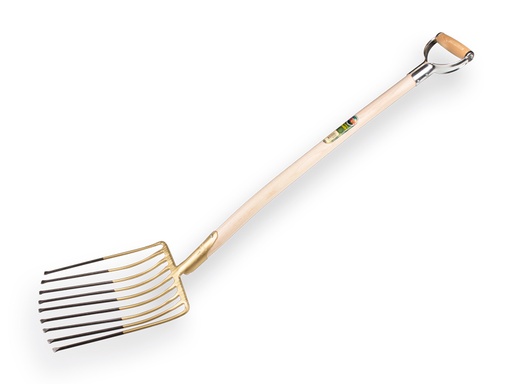 [840920] Rubble fork OFFNER 9 tines 26.5 cm with lip socket and ATLAS metal D-handle 95 cm