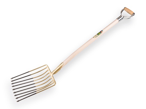 [841020] Potato fork OFFNER 9 tines 26 cm, with lip socket and ATLAS metal D-handle 95 cm