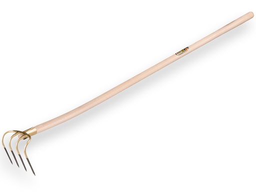 [844452] Manure fork OFFNER 4 tines, short tines 13 cm, with socket and bent ATLAS handle 140 cm