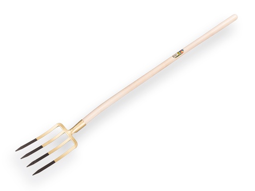 [862012] Digging fork OFFNER 4 tines bronze, with socket and ATLAS shovel handle 130 cm