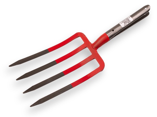[865852] Digging fork OFFNER 4 tines red, with double spring, without handle