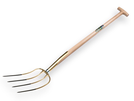 [911070] OFFNER Dunggabel 4 Zinken Gold lackiert, mit Esche T-steel 90 cm 