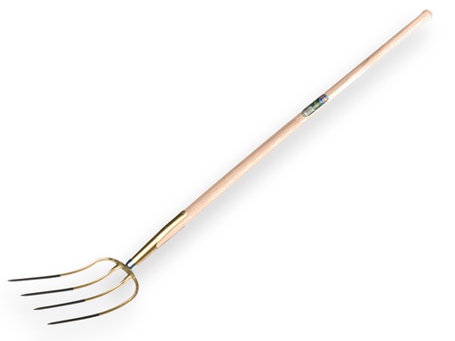 [911072] OFFNER Dunggabel 4 Zinken Gold lackiert, mit Esche Langstiel 130 cm 