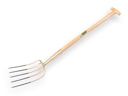 [911075] OFFNER Dunggabel 5 Zinken Gold lackiert, mit Esche T-steel 90 cm 
