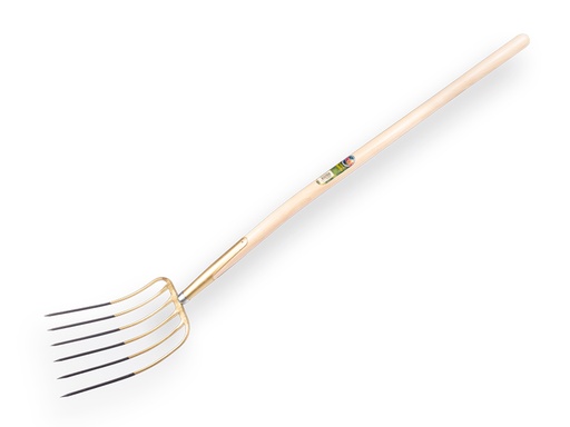 [915255] OFFNER Dunggabel 6 Zinken Gold lackiert, mit Esche Langstiel 130 cm 