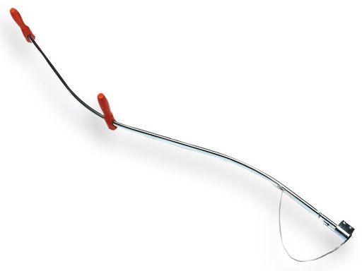 [920010] Zeisboom staal gebogen 150 cm, met houten grepen en zeisring