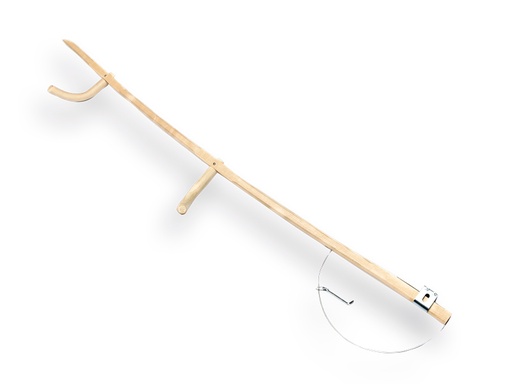 [920015] Sensenbaum Esche, gebogene Ausführung 175 cm mit Drahtbügel und Sensenring