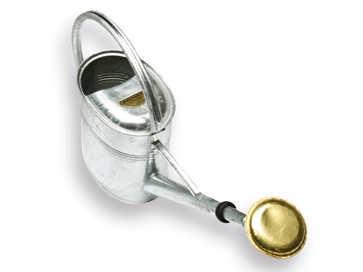 [928010] SOLIDE Gießkanne Metall verzinkt 8 liter Profi Modelle. Mit Brausekopf aus Messing. 