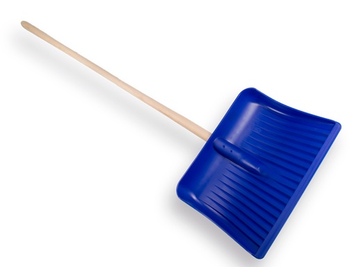[960460] Snow shovel - plastic snow blade 50 cm, with bent ash wood shovel handle 130 cm