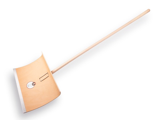 [960514] Schneeschieber aus Holz 50 cm, mit Klemfix-Befestigung und Eschenholz-Stiel 130 cm