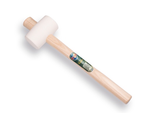 [998670] Gummihammer GRIPLINE weiß Nr. 1 hart, 400 Gramm Ø 50 x 90 mm, mit Eschenholzstiel