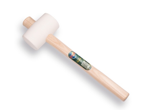 [998672] Gummihammer GRIPLINE weiß Nr. 2 hart, 700 Gramm Ø 65 x 115 mm, mit Eschenholz Stiel