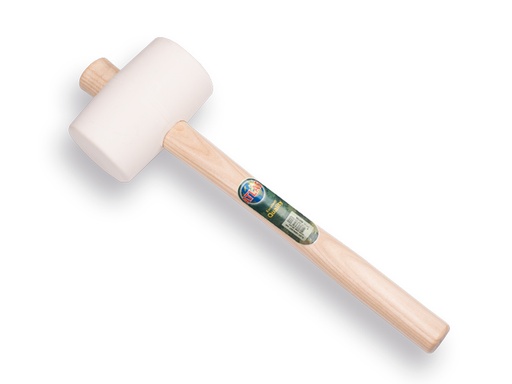 [998674] Gummihammer nr. 3 hart, 90 shore, 1000 Gramm. ø 75 x 125 mm. Weißer Gummi.
