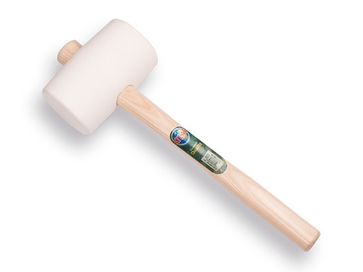 [998677] Gummihammer GRIPLINE weiß Nr. 4 hart, 1,35 kg Ø 85 x 140 mm, mit Eschenholz-Stiel