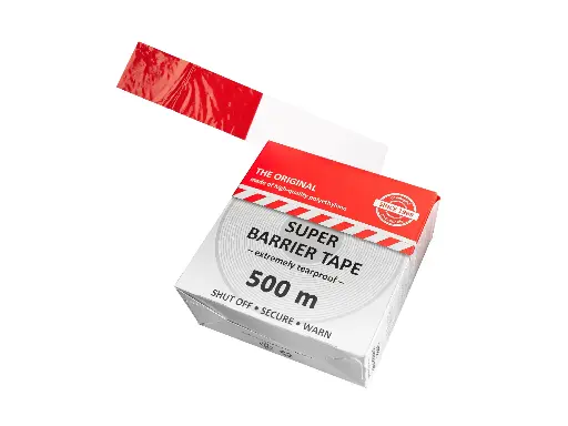 [998900] Ruban de balisage KONVOX rouge-blanc 500 m x 8 cm, PE résistant à la traction, dans boîte distributrice