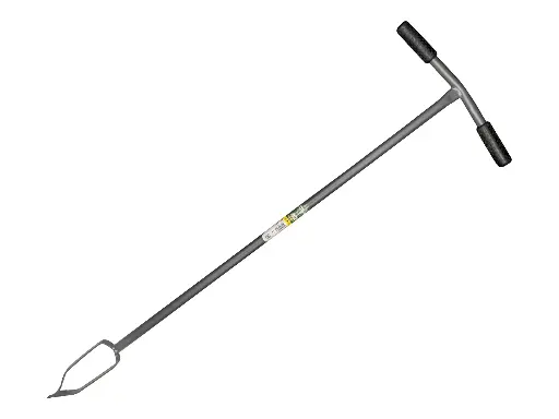 [1020726] Grondboor 7,5 cm atlas, grijs gelakt, gehard met rubberen handvat, lengte 122 cm